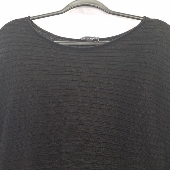 Eileen Fisher Tunic Women's L Asymmetrical Hem Variegated Tencel Rib Knit Sheer - Picture 4 of 12